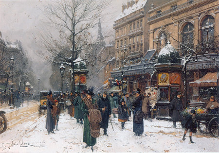 Scène de neige à Paris - Eugène Galien Lalou