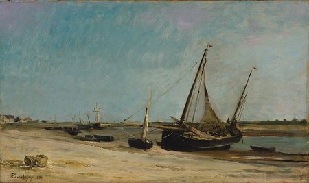 Bateaux sur la côte à Étaples (1871), huile sur panneau, 34.3 x 58.1 cm, New York, Metropolitan Museum of Art