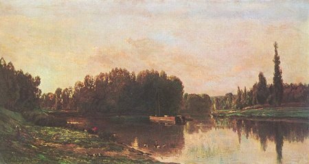 La Confluence de la Seine et de l'Oise (1868), huile sur toile, 87 x 157 cm, musée des beaux-arts de Budapest
