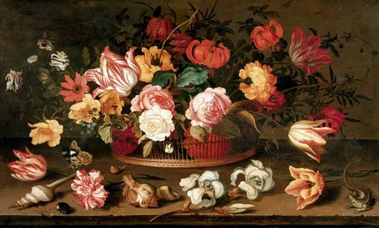 Roses ,tulipes,lys et autres fleurs  - Balthasar Van der Ast