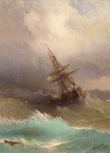 bateau dans la tempête - Ivan Aïvazovsky