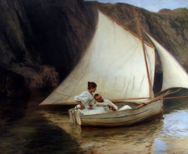 la petite barque -Emile Friant