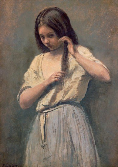 Jeune fille se peingnant les cheveux - Camille Corot