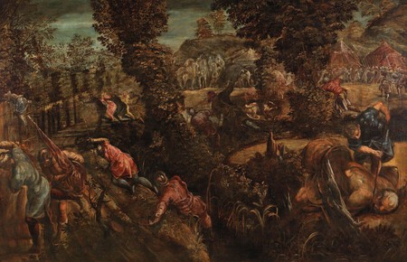 Épisodes dune bataille Jacopo Robusti, dit Tintoret (Venise, 1518  1594) vers 1575-1580 Huile sur toile 146 x 230,7 cm Collection Alana, Newark, DE, États-Unis