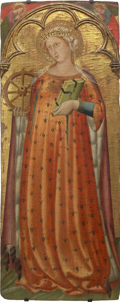 Sainte Catherine d�Alexandrie  Francesco Traini (Document&eacute; &agrave; Pise, entre 1321 � 1345) Vers 1330 Panneau 142 x 58 cm Collection Alana, Newark, DE, &Eacute;tats-Unis