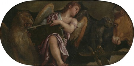 Les Symboles des quatre &eacute;vang&eacute;listes  Paolo Caliari, dit V&eacute;ron&egrave;se (1528 � 1588) Huile sur toile 101,90 x 185,42 cm Collection Alana, Newark, DE, &Eacute;tats-Unis