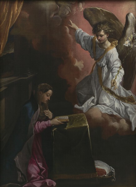 L�Annonciation  Annibale Carrache (1560 � 1609) Huile sur toile 134,6 x 98,4 cm Collection Alana, Newark, DE, &Eacute;tats-Unis