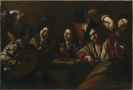 Sc&egrave;ne d�auberge Bartolomeo Manfredi (1582 � 1622) Huile sur toile 132,5 x 197,2 cm Collection Alana, Newark, DE, &Eacute;tats-Unis