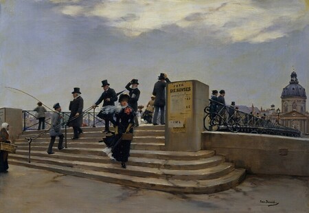 Sur le Pont des Arts par grand vent - 1880 - 39,7 x 56,5 cm - M.M. A New York