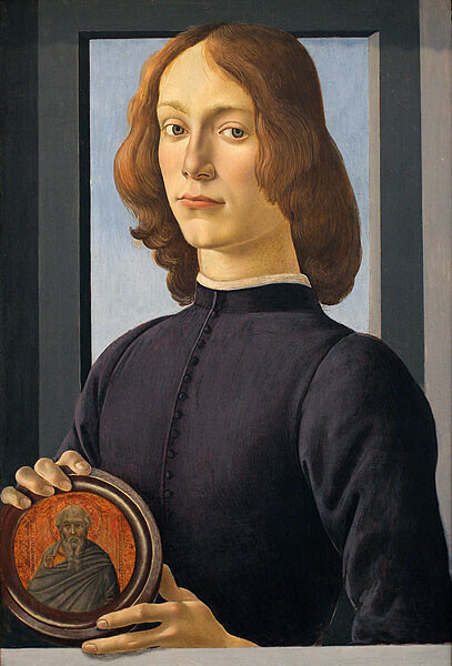 Portrait de jeune homme tenant un m&eacute;daillon - Sandro Botticelli