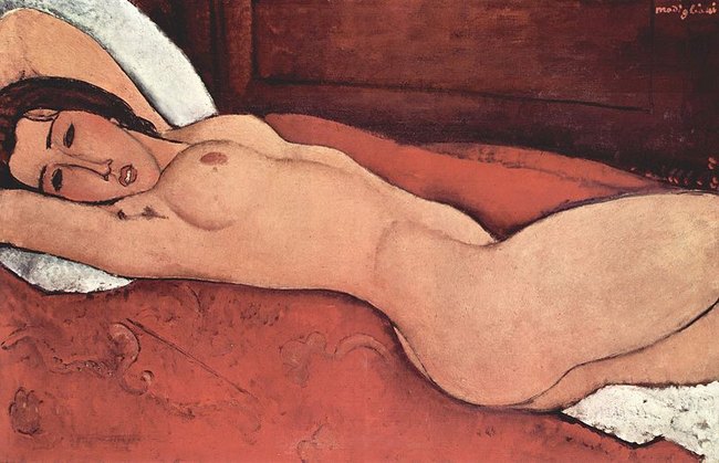 Nu couch&eacute; les bras crois&eacute;s derri&egrave;re la t&ecirc;te - Modigliani