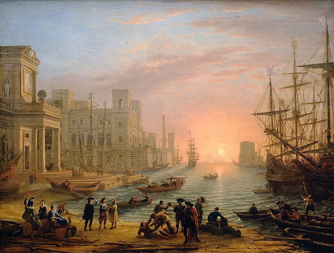 Port de mer au soleil couchant - Gell&eacute;e dit Le Lorrain Claude