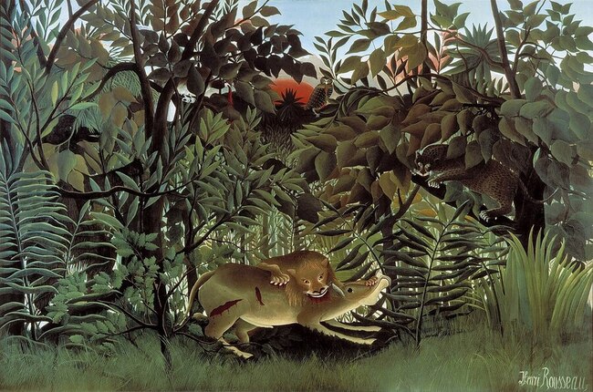 Le lion affam&eacute; - Henri Rousseau