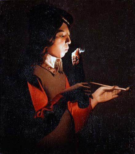 Le souffleur &agrave; la pipe - Georges de la Tour
