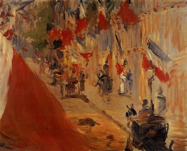 La rue Mosnier pavois&eacute;e de drapeaux -Edouard Manet