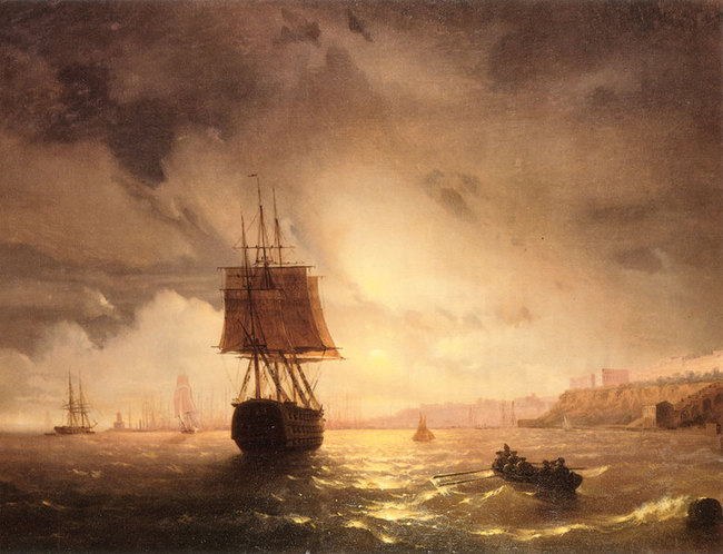 Port d'Odessa sur la mer noire - Ivan A&iuml;vazovsky