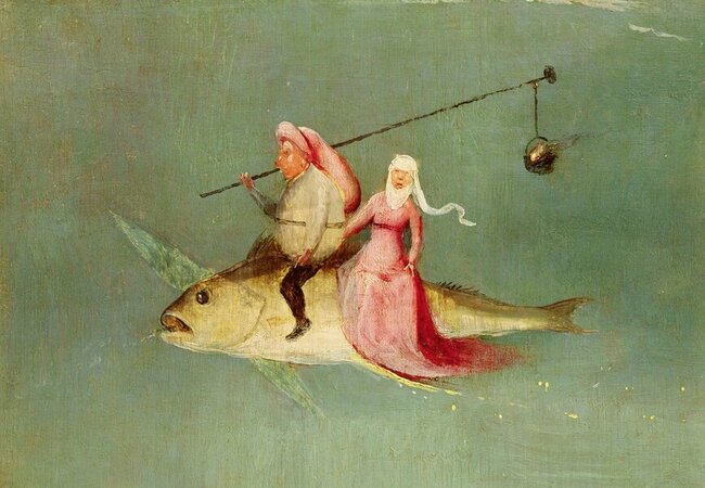Couple montant un poisson (D&eacute;tail de Tentation de St Antoine) J&eacute;r&ocirc;me Bosch