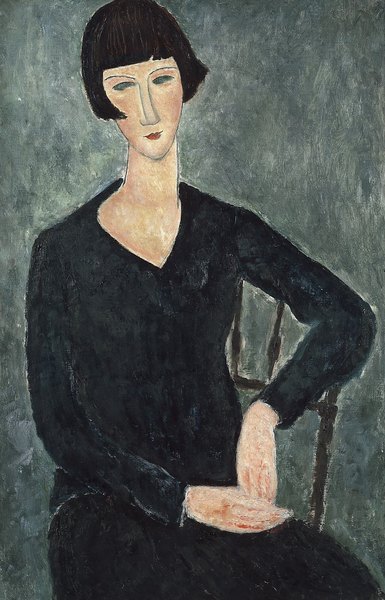 Femme assise à la robe bleue - Amedeo Modigliani Femme assise à la robe bleue - Amedeo Modigliani