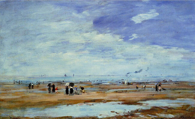Deauville , la plage, mar&eacute;e basse - Eug&egrave;ne Boudin