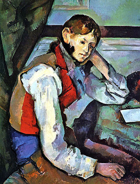 Jeune gar&ccedil;on au gilet rouge - Paul C&eacute;zanne