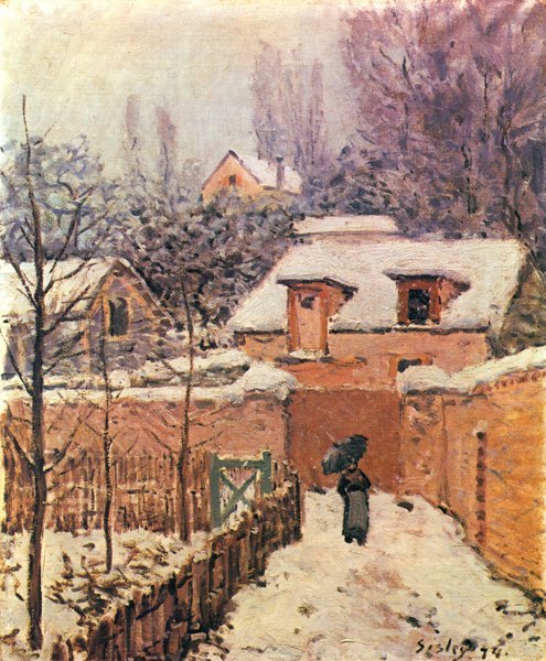 Jardin sous la neige à Louveciennes - Alfred Sysley