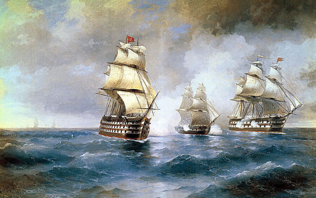 Le brick Mercure attaqu&eacute; par deux navires turcs - A&iuml;vazovsky