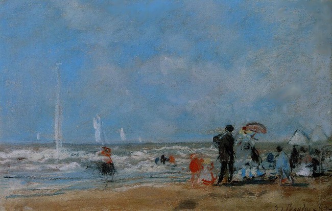 Sur la plage - Eug&egrave;ne Boudin