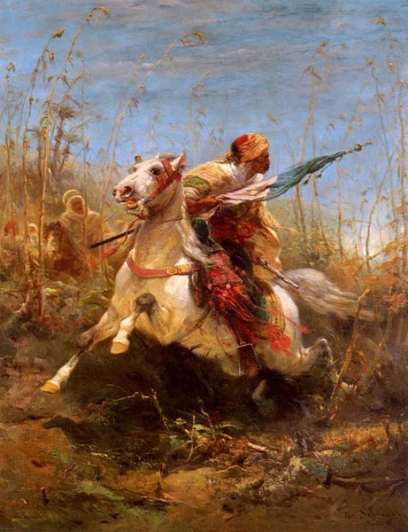 Guerrier arabe menant une charge -Adolf Schreyer