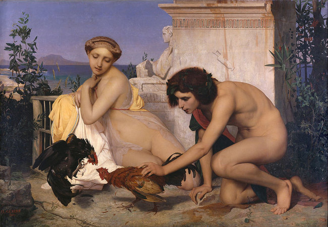 Jeunes grecs faisant battre les coqs - Jean L&eacute;on G&eacute;r&ocirc;me