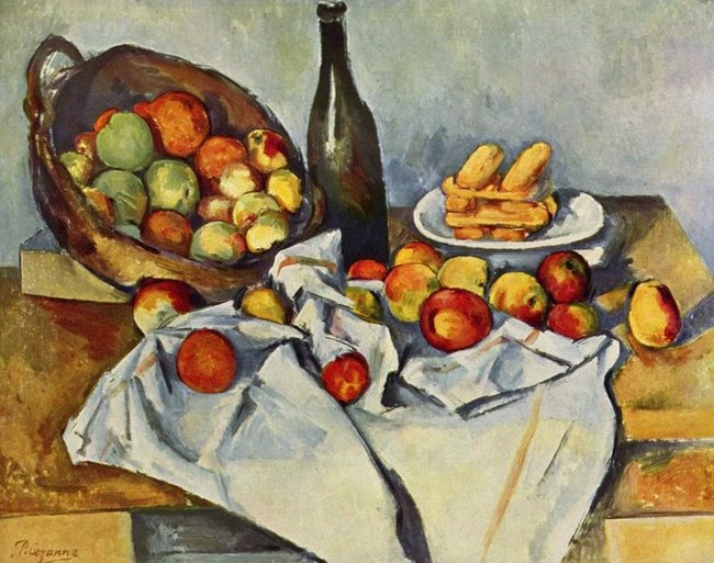 Nayure morte aux pommes et bouteille - C&eacute;zanne