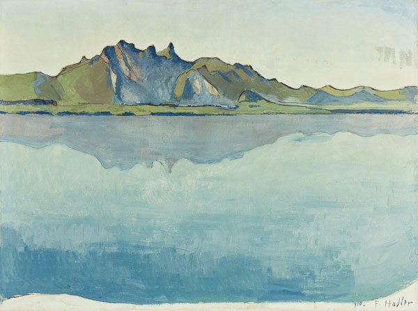 Lac Thuner avec la cha&icirc;ne Stockhorn- Hodler