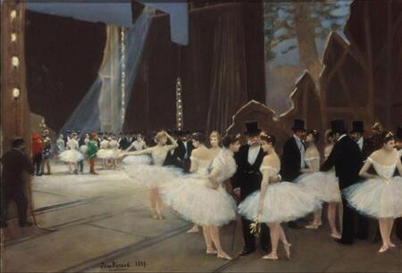Les coulisses de l'Op&eacute;ra - 1889 - 38 &times; 54 cm, mus&eacute;e Carnavalet, Paris.
