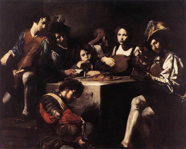 Le concert au bas-relief de Valentin de Boulogne 