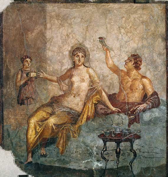 Banquet d'un couple et escalve -herculanum