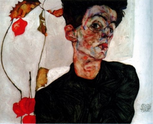 Auto portrait à la lanterne chinoise - Egon Schiele