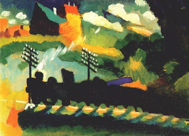 Murnaü : train et château, par Wassily Kandinsky