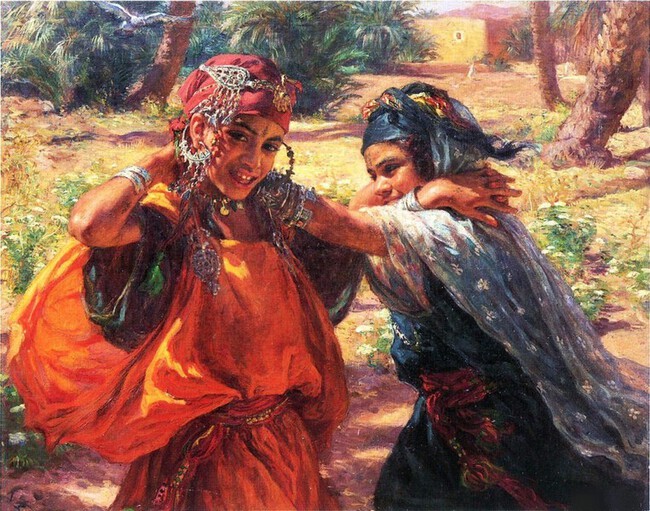 Petites filles jouant et dansant - Etienne Dinet