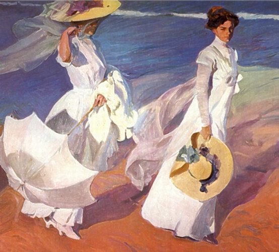 Promenade au bord de la mer - Joaquin Sorolla