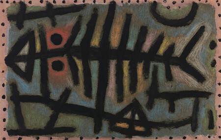 Poisson cloporte boueux - Paul Klee - Peinture à la colle et craie sur carton 34 x 53,5 cm 1940  Fondation Beyeler, Riehen, Suisse