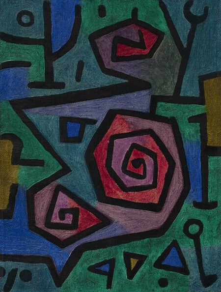 Roses h&eacute;ro&iuml;ques - Paul Klee - Huile sur toile 68 x 52 cm 1938  Kunstsammlung Nordrhein Westfalen, D&uuml;sseldorf, Allemagne