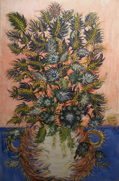 Bouquet de mimosas S&eacute;raphine Louis, dite S&eacute;raphine de Senlis Non dat&eacute; Huile sur toile 147,5 x 98 cm